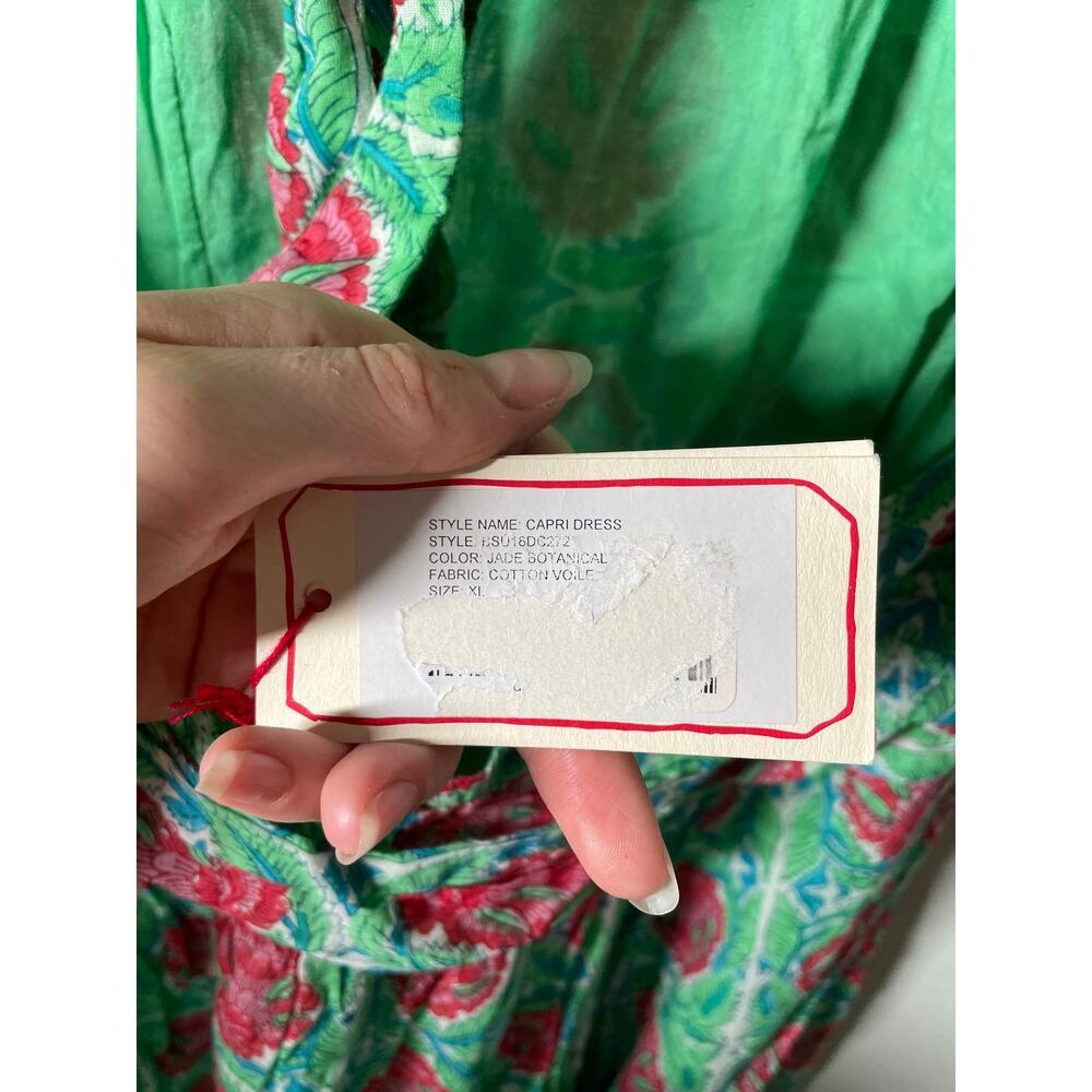 NEW Banjanan Capri Maxi Dress Women XL Green Jade Botanical Halter Garden Party - Picture 13 of 13